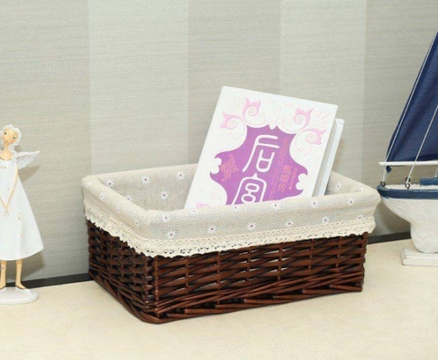 Hand Woven Decoration Organizer Rattan Willow Wicker Cutlery Fruit Storage Tray Home Decoractions Win Boxes basket