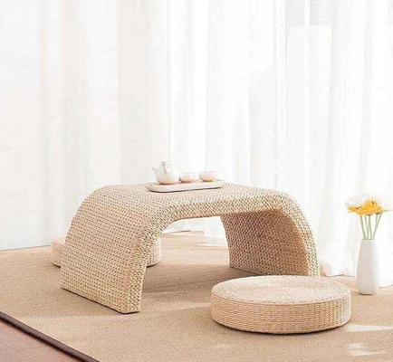 The Cane Makes Up Tea Table Natural Straw Woven Floor Table