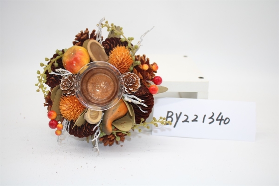 New Style Wholesales Pine Cone Xmas Candle Holder Artificial Table Christmas Candle Holder Decoration