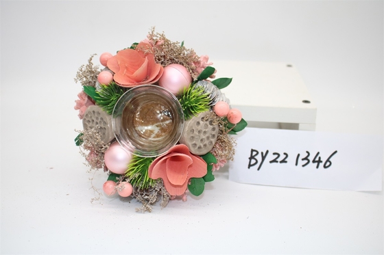 New Style Wholesales Pine Cone Xmas Candle Holder Artificial Table Christmas Candle Holder Decoration