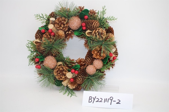 Wholesale Artificial Christmas Door Decoration Supplies Nature Pine Cone Large Christmas Wreath Garland Decor