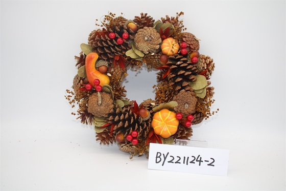 Wholesale Artificial Christmas Door Decoration Supplies Nature Pine Cone Large Christmas Wreath Garland Decor