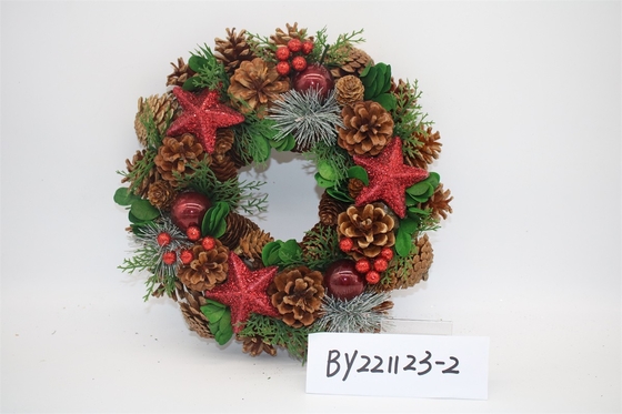 Wholesale Artificial Christmas Door Decoration Supplies Nature Pine Cone Large Christmas Wreath Garland Decor