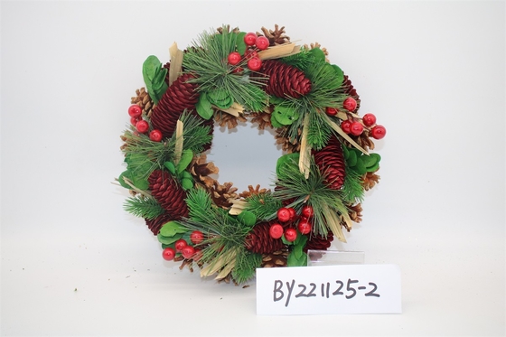 Wholesale Artificial Christmas Door Decoration Supplies Nature Pine Cone Large Christmas Wreath Garland Decor