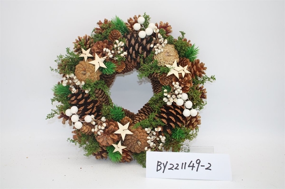 Wholesale Artificial Christmas Door Decoration Supplies Nature Pine Cone Large Christmas Wreath Garland Decor