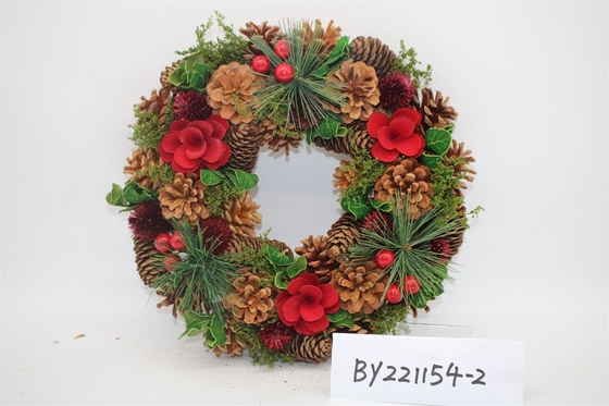 Wholesale Artificial Christmas Door Decoration Supplies Nature Pine Cone Large Christmas Wreath Garland Decor