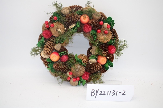 Wholesale Artificial Christmas Door Decoration Supplies Nature Pine Cone Large Christmas Wreath Garland Decor