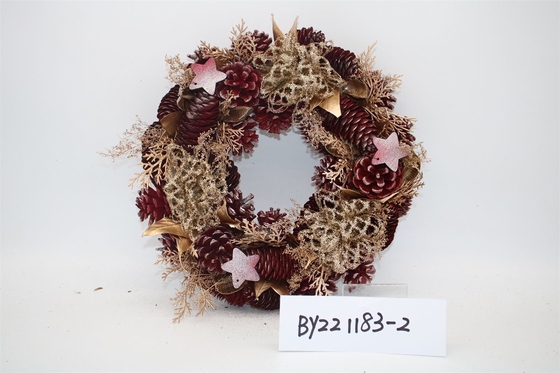 Wholesale Artificial Christmas Door Decoration Supplies Nature Pine Cone Large Christmas Wreath Garland Decor