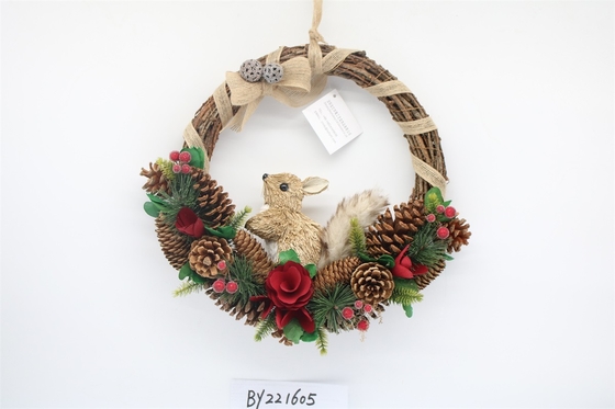 Wholesale Artificial Christmas Door Decoration Supplies Nature Pine Cone Large Christmas Wreath Garland Decor