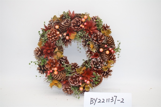 Wholesale Artificial Christmas Door Decoration Supplies Nature Pine Cone Large Christmas Wreath Garland Decor