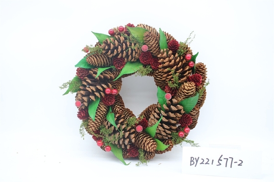 Wholesale Artificial Christmas Door Decoration Supplies Nature Pine Cone Large Christmas Wreath Garland Decor