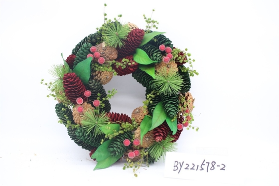 Wholesale Artificial Christmas Door Decoration Supplies Nature Pine Cone Large Christmas Wreath Garland Decor