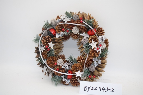 Wholesale Artificial Christmas Door Decoration Supplies Nature Pine Cone Large Christmas Wreath Garland Decor