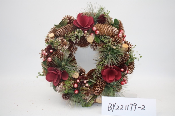 Wholesale Artificial Christmas Door Decoration Supplies Nature Pine Cone Large Christmas Wreath Garland Decor