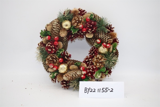 Wholesale Artificial Christmas Door Decoration Supplies Nature Pine Cone Large Christmas Wreath Garland Decor