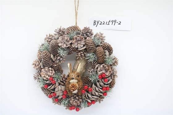 Wholesale Artificial Christmas Door Decoration Supplies Nature Pine Cone Large Christmas Wreath Garland Decor