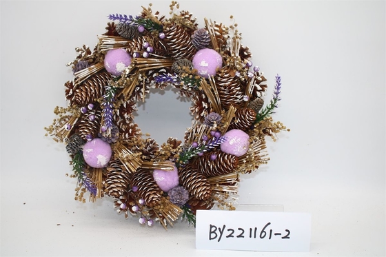 Wholesale Artificial Christmas Door Decoration Supplies Nature Pine Cone Large Christmas Wreath Garland Decor