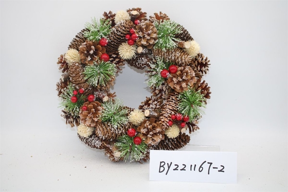 Wholesale Artificial Christmas Door Decoration Supplies Nature Pine Cone Large Christmas Wreath Garland Decor