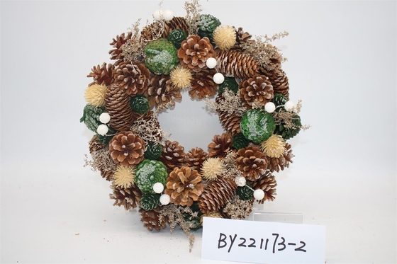 Wholesale Artificial Christmas Door Decoration Supplies Nature Pine Cone Large Christmas Wreath Garland Decor