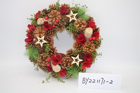 Wholesale Artificial Christmas Door Decoration Supplies Nature Pine Cone Large Christmas Wreath Garland Decor