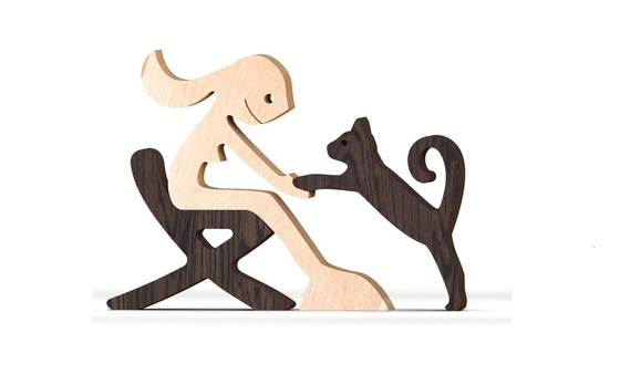Home Office Wooden Craft Decor Statue Cute Handmade Wooden Figurines Carving Animal Wooden Decoration Orname