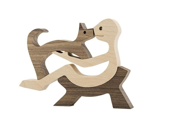 Home Office Wooden Craft Decor Statue Cute Handmade Wooden Figurines Carving Animal Wooden Decoration Orname