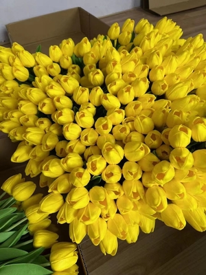 Best sell Wedding Decorative PU Real Touch Tulip Rose Flowers Tulips Artificial Flower