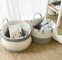Wholesale 3pcs Set Foldable Handmade Woven Cotton Rope Hamper Storage Kids Toys Laundry Basket With Handles