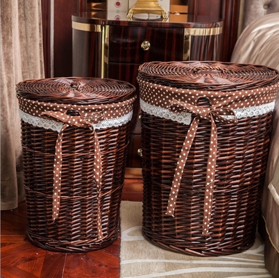 Cheap Storage Rattan Wicker Willow Laundry Basket With Lid Fashion Natural Baskets ECO Friendly Storage Factory Supply