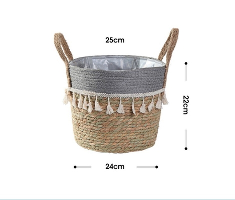 Handicraft Natural Seagrass Storage Basket With Handle ECO Friendly Kids Toy Clothes Baskets Storage Home Decoractions