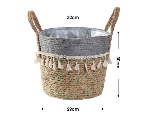 Handicraft Natural Seagrass Storage Basket With Handle ECO Friendly Kids Toy Clothes Baskets Storage Home Decoractions