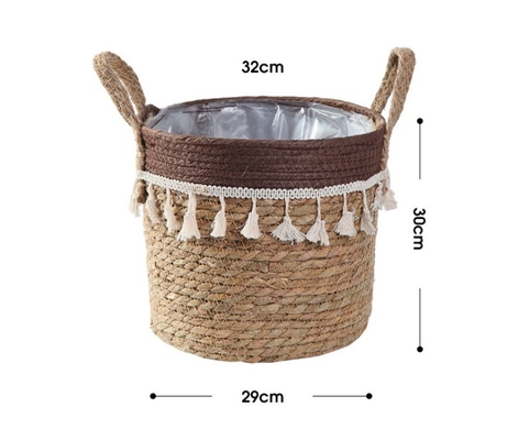 Handicraft Natural Seagrass Storage Basket With Handle ECO Friendly Kids Toy Clothes Baskets Storage Home Decoractions