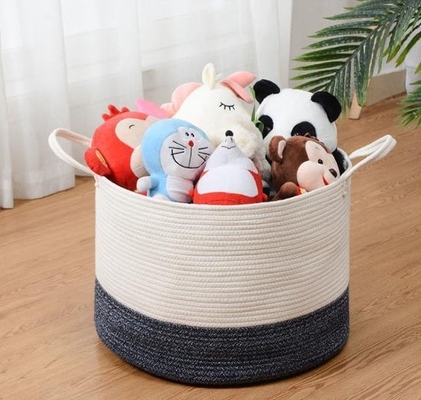 OEM Home Center Decoration Easter Woven Big Blue Cotton Rope Baby Storage Organizer Empty Toys Gifts Clothes Laundry Bas