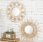 Design Hotel Bathroom Large Wall Decorative Woven Custom Framed Wooden Rattan Wicker Willow Mirror