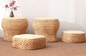 Natural Straw Household Storage Stool Grass Woven Ottoman Box Eco-Friendly Hand-Woven Grass Rattan Stools Seat Pad