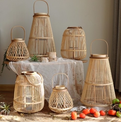 Hot Sale Led Lantern Indoor And Outdoor Decoration Natural Handmade Rattan Weave Candle Holder