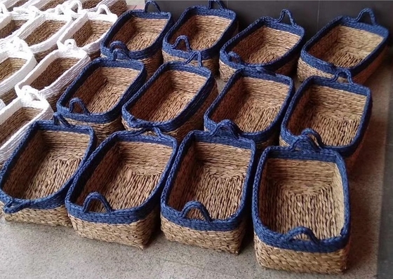 Hot sale eco-friendly waterhyacinth handmade woven water hyacinth cabinet straw storage basket hamper