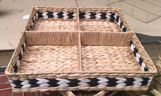 Hot sale eco-friendly waterhyacinth handmade woven water hyacinth cabinet straw storage basket hamper