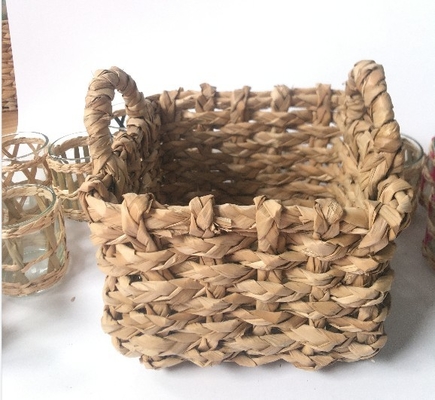 Hot sale eco-friendly waterhyacinth handmade woven water hyacinth cabinet straw storage basket hamper