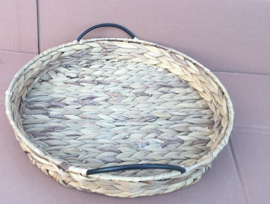 Hot sale eco-friendly waterhyacinth handmade woven water hyacinth cabinet straw storage basket hamper