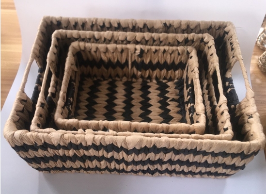 Hot sale eco-friendly waterhyacinth handmade woven water hyacinth cabinet straw storage basket hamper