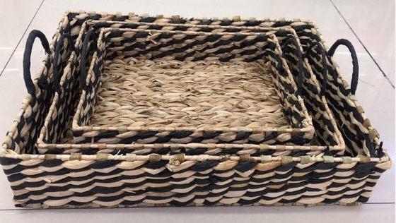 Hot sale eco-friendly waterhyacinth handmade woven water hyacinth cabinet straw storage basket hamper