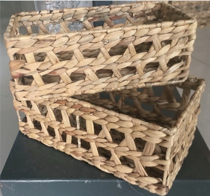 Hot sale eco-friendly waterhyacinth handmade woven water hyacinth cabinet straw storage basket hamper