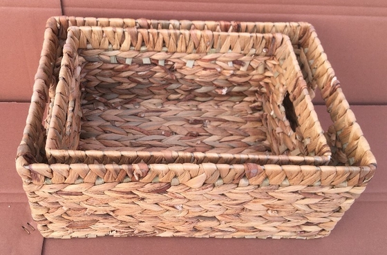 Hot sale eco-friendly waterhyacinth handmade woven water hyacinth cabinet straw storage basket hamper