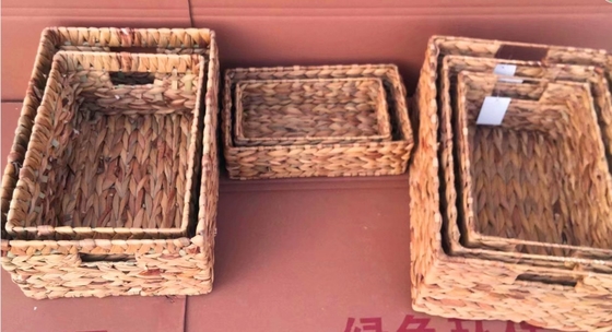 Hot sale eco-friendly waterhyacinth handmade woven water hyacinth cabinet straw storage basket hamper