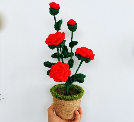 New Creative Luxury Handmade Crochet Knitting Plants Flowers Handicraft Home Decorations Crochet Flower