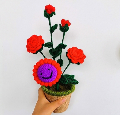 New Creative Luxury Handmade Crochet Knitting Plants Flowers Handicraft Home Decorations Crochet Flower