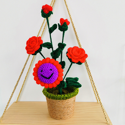 New Creative Luxury Handmade Crochet Knitting Plants Flowers Handicraft Home Decorations Crochet Flower