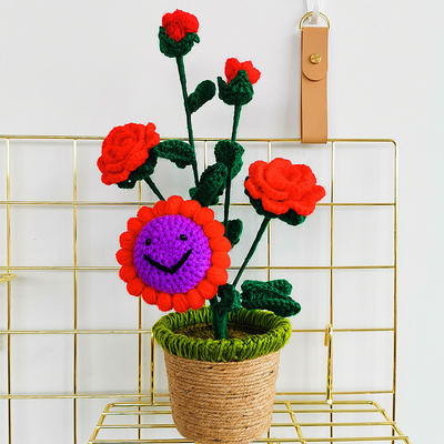 New Creative Luxury Handmade Crochet Knitting Plants Flowers Handicraft Home Decorations Crochet Flower