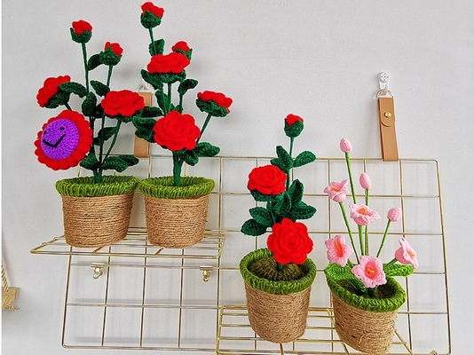 New Creative Luxury Handmade Crochet Knitting Plants Flowers Handicraft Home Decorations Crochet Flower